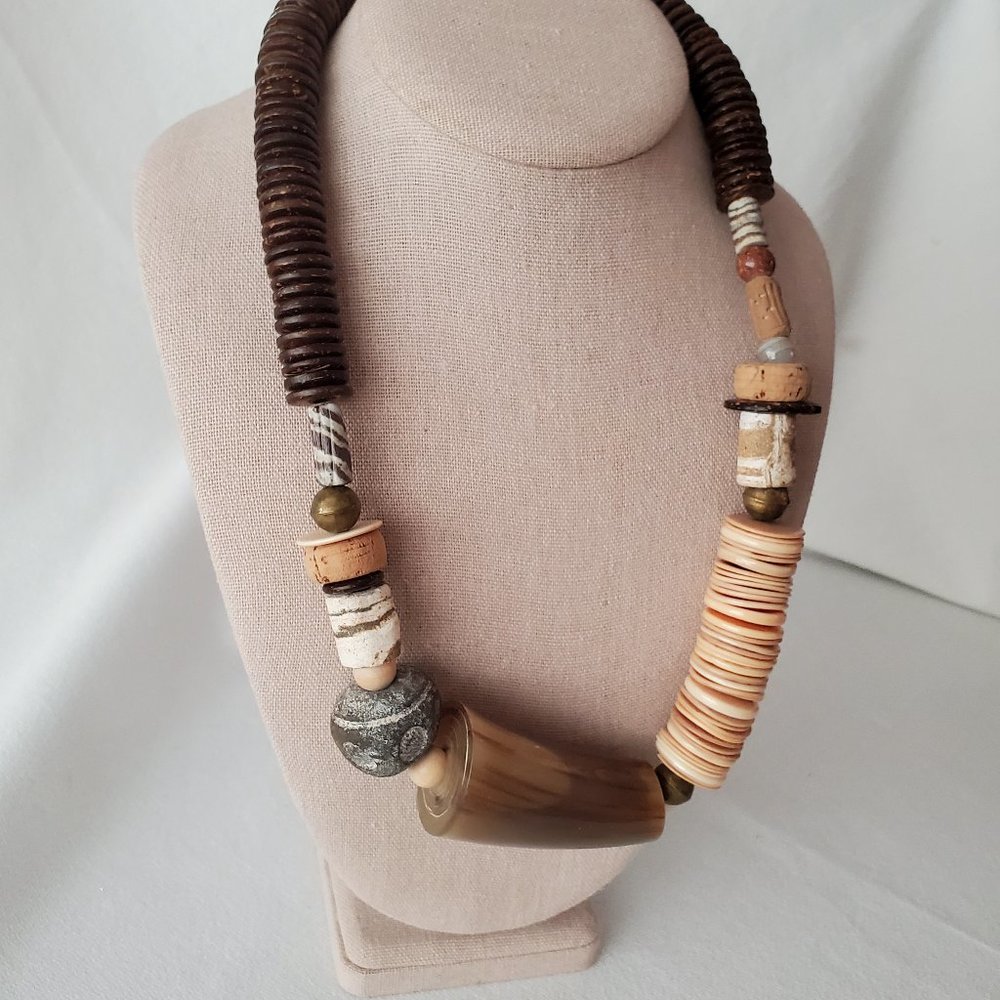 Vintage m.e. Mary Ellen Stewart Modern Tribal Beaded Necklace 24 in - Picture 8 of 8